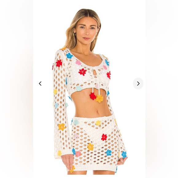 Lovers and Friends Flower Power Top in White - Picture 3 of 3